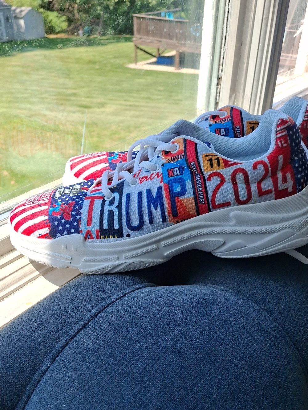 White/Red/Blue Trump Graphic Political Lace-Up Sneakers